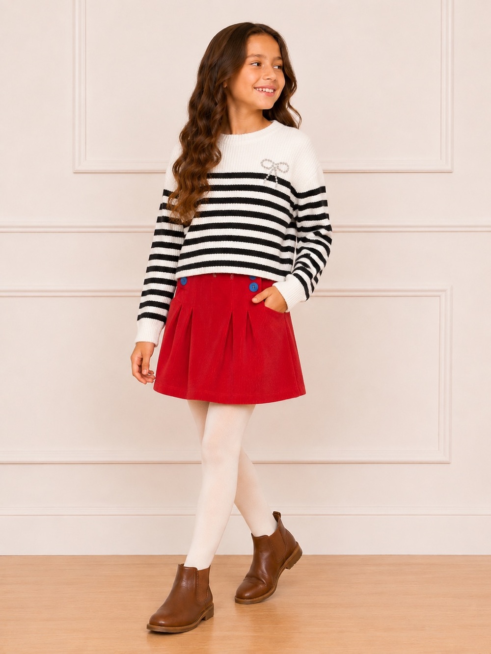 Zara Black & White Striped Crewneck Sweater